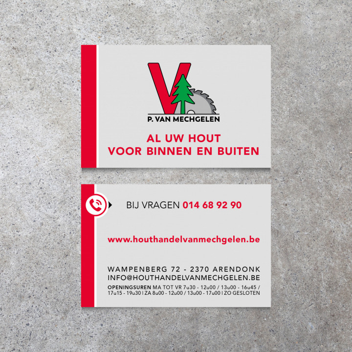 Business card Houthandel Van Mechgelen